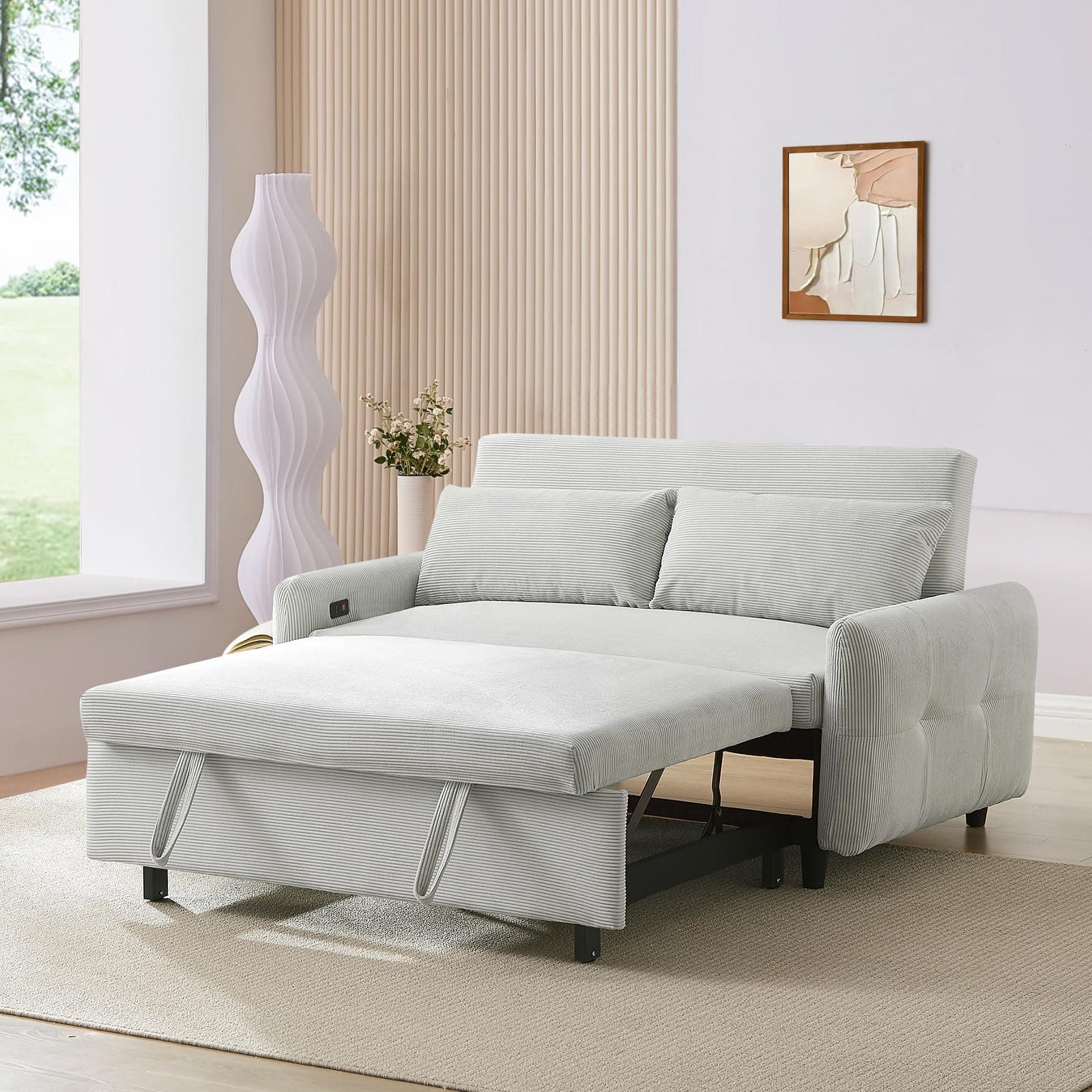 Convertible Sleeper Sofa Bed with USB&Type-C Port