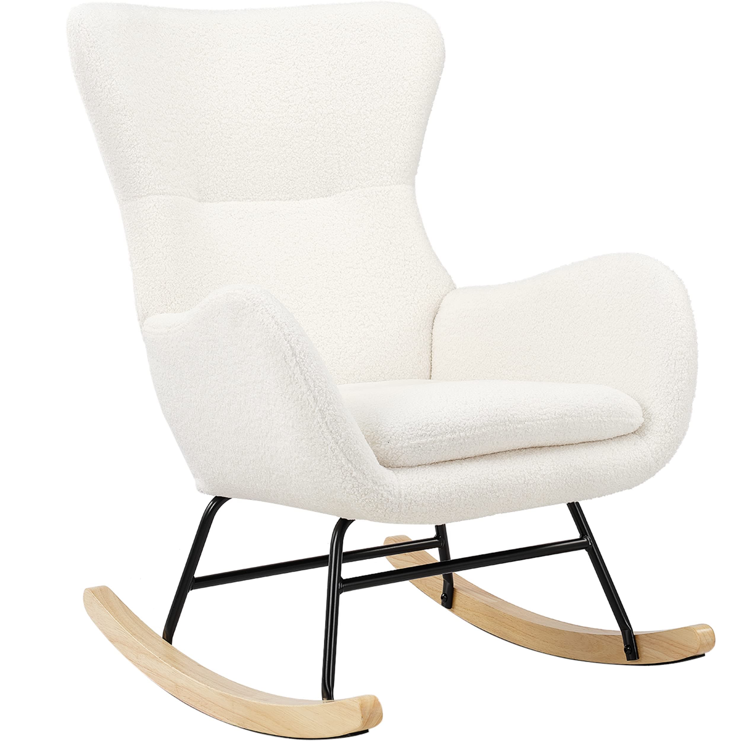 PrimeZone Comfortable Nursery Rocking Chair, Ivory White