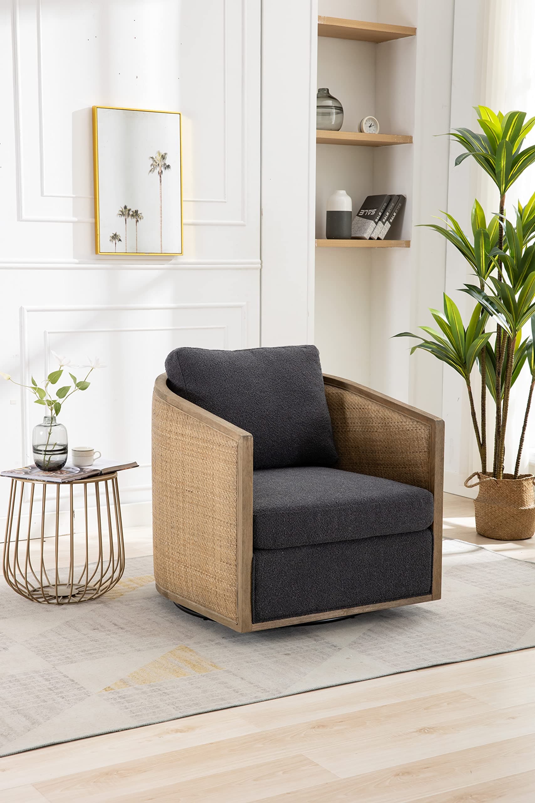 COOLMORE 360 Degree Swivel Barrel Chair, Comfy Living Room Accent Sofa