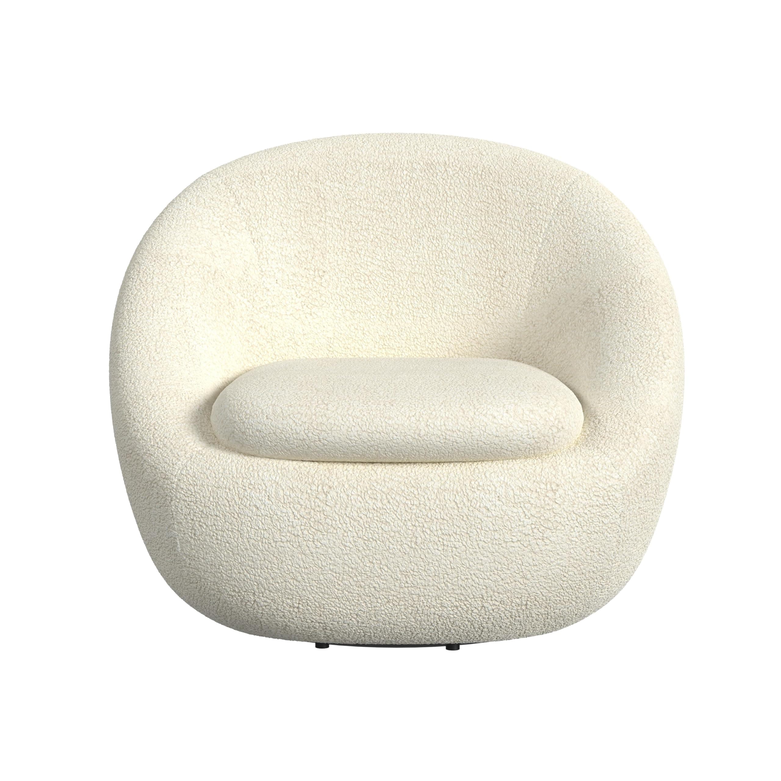 HomePop 360° Swivel Round Barrel Sofa Chair | Living & Bedroom Accent Furniture, White Sherpa