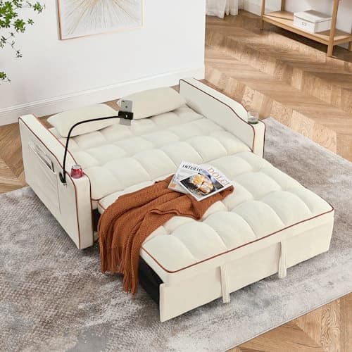 Eafurn Queen Size 3-in-1 Pull Out Sofa Bed with Storage Velvet Couch