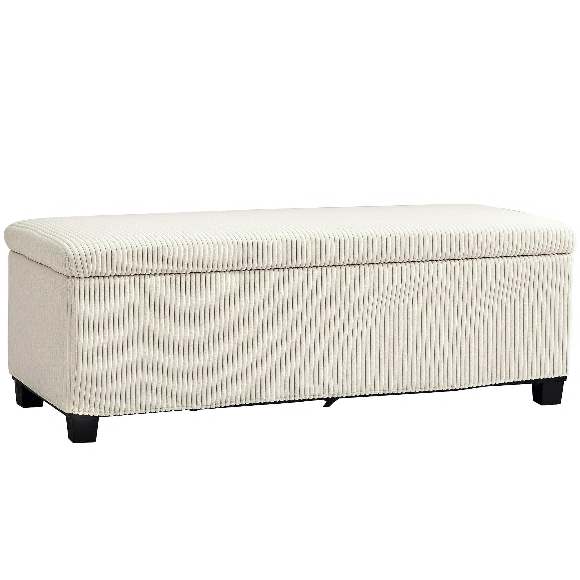 HOMCOM Beige 44-inch Storage Ottoman Bench with Removable Lid
