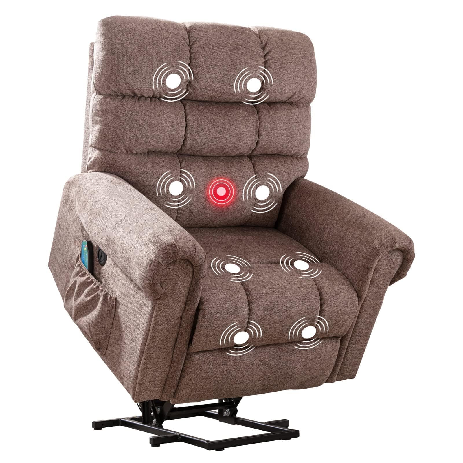 Phoenix Home Electric Recliner Chair with Massage for Elderly, Brown