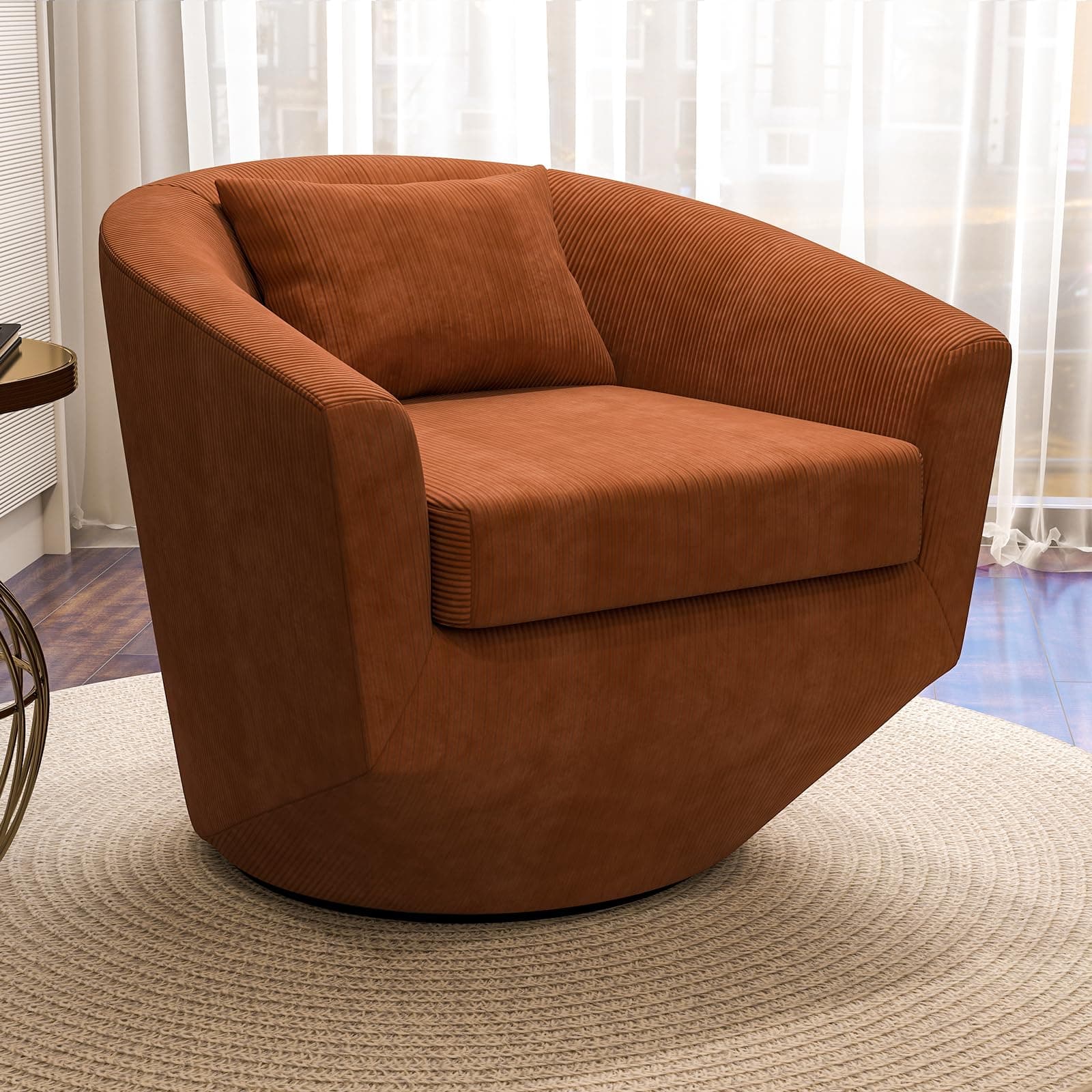 CANMOV Orange 360 Degree Swivel Barrel Chair, Modern Living Room Sofa