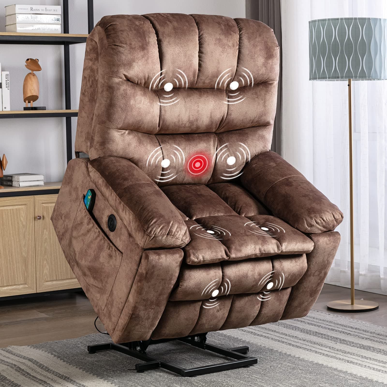 CANMOV Large Power Recliner Chairs with Massage & Heat for Elderly