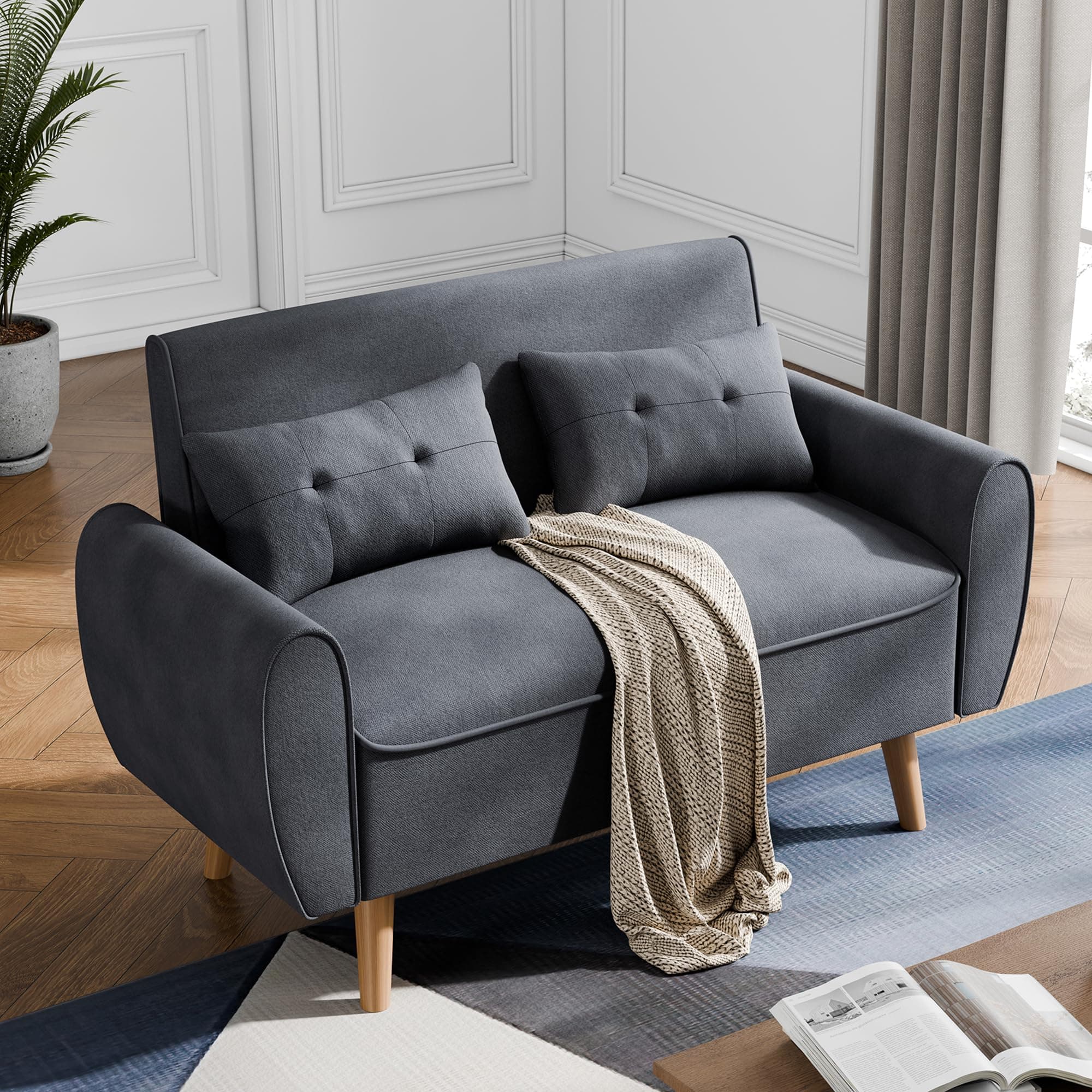 JAMFLY Dark Gray Loveseat Sofa for Living Room and Small Spaces