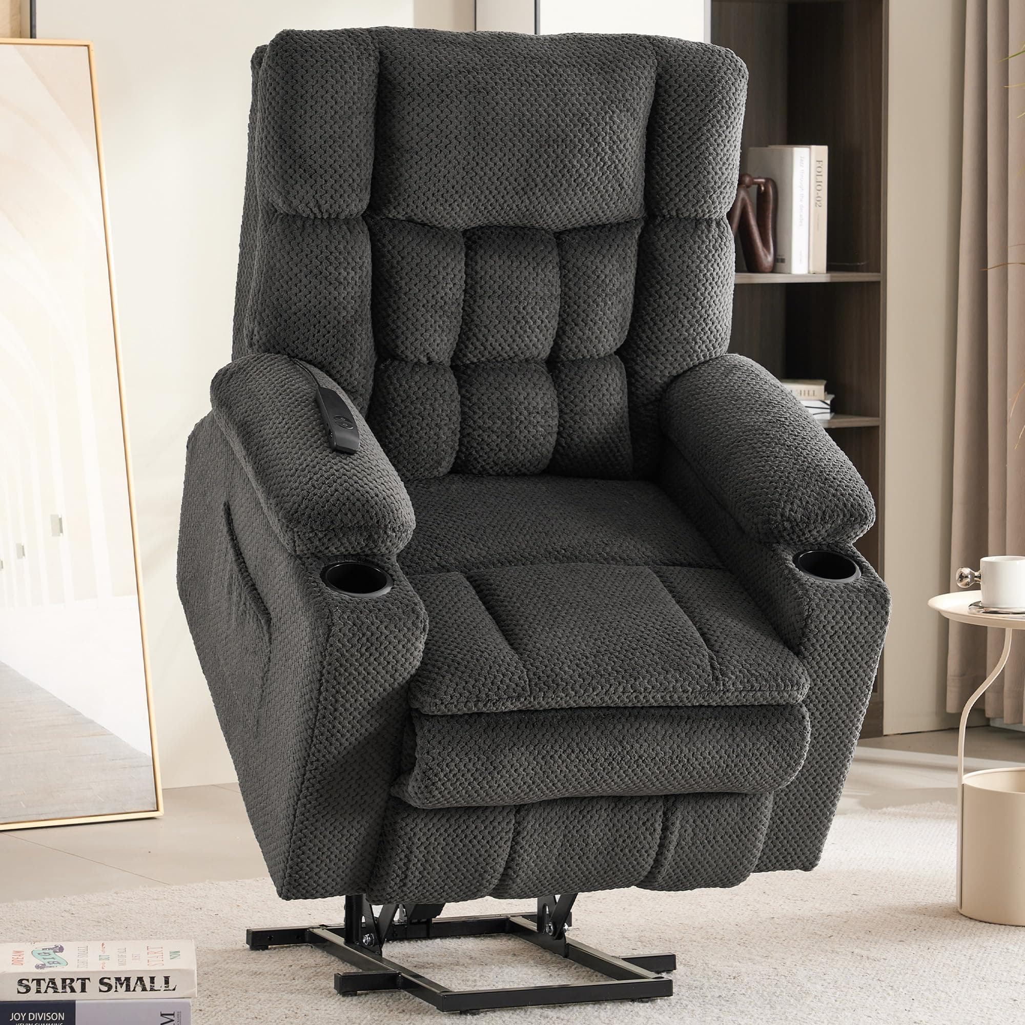 Elderly Lift Chair with Massage & Heating, Recliner with Cup Holders & USB Port