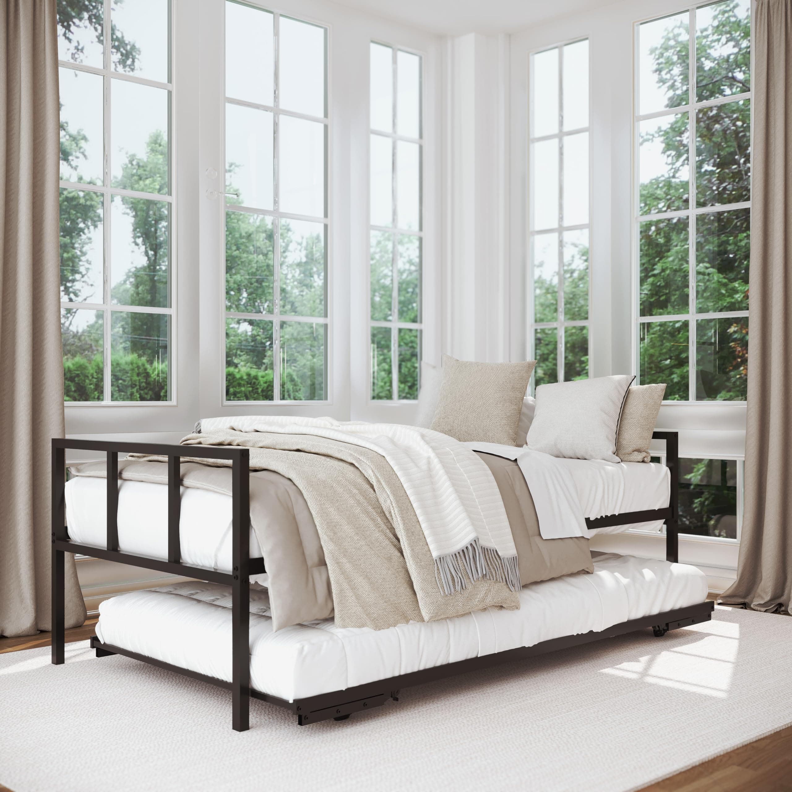 Milliard Black Frame Daybed with Pop Up Trundle - Mattresses Sold Separately