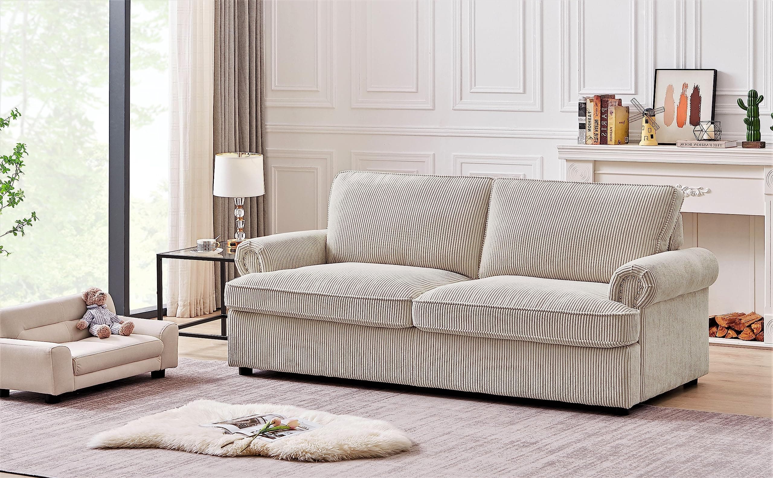 Memory Foam Reversible Sleeper Sofa: Comfortable Full Size Bed Couch for Living Rooms