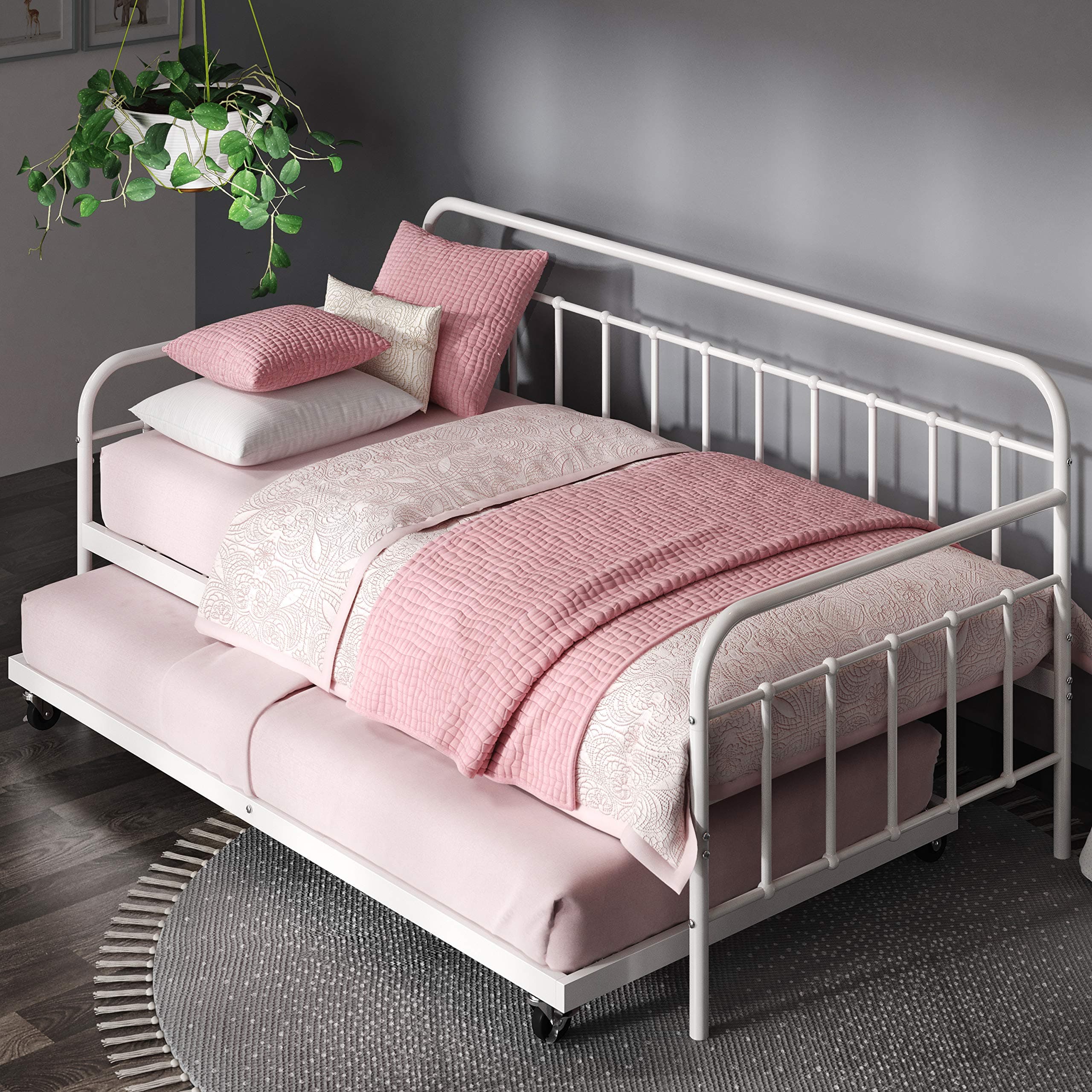 ZINUS Florence Twin Daybed with Rollout Trundle, Premium Steel Support