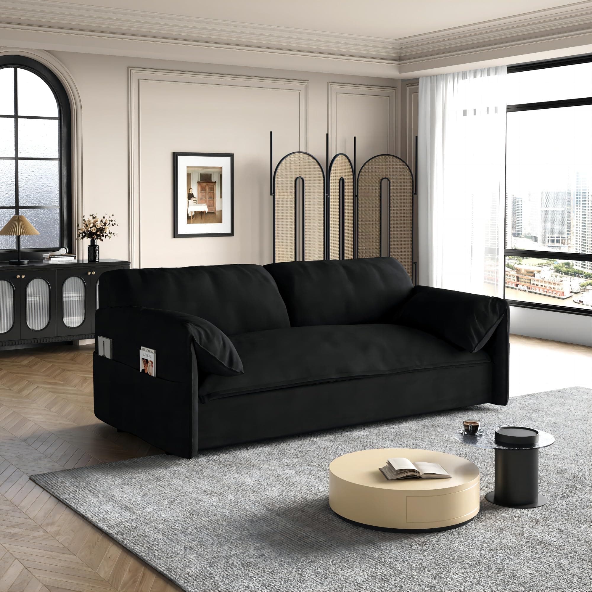Eafurn Queen Size 3-in-1 Pull Out Sofa Bed with Storage Velvet Couch