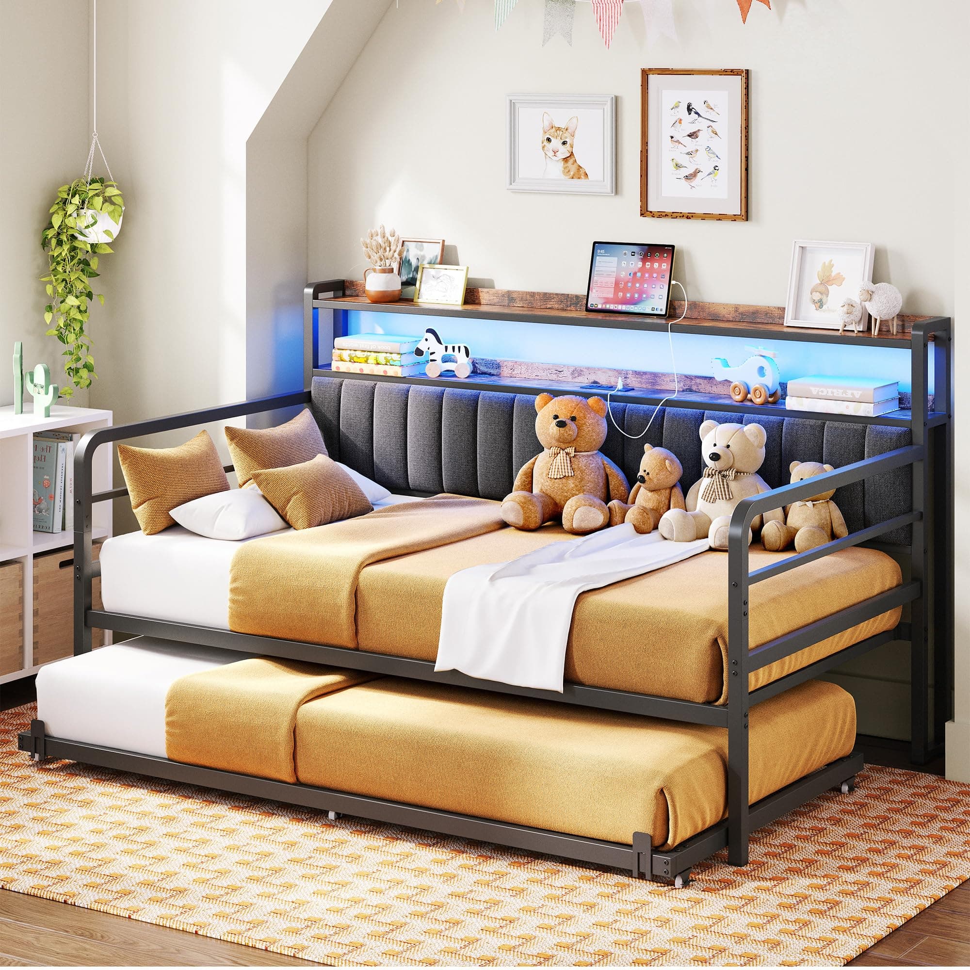 ANCTOR Twin Size Daybed with LED Lights & Charging Station