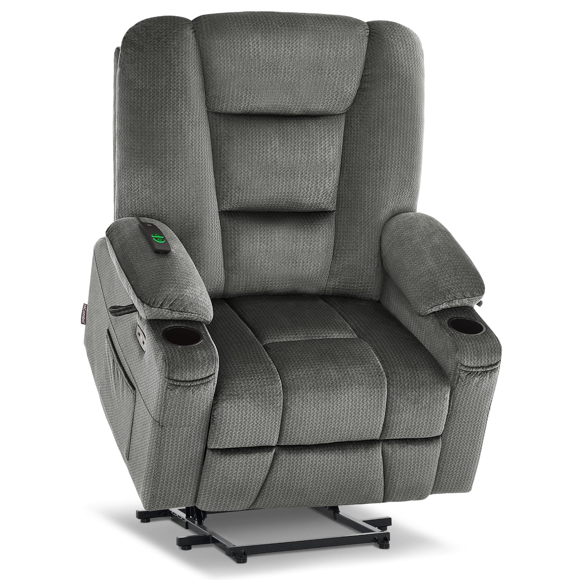 Large Power Lift Recliner Chair with Massage, Heat for Big and Tall Elderly - Grey