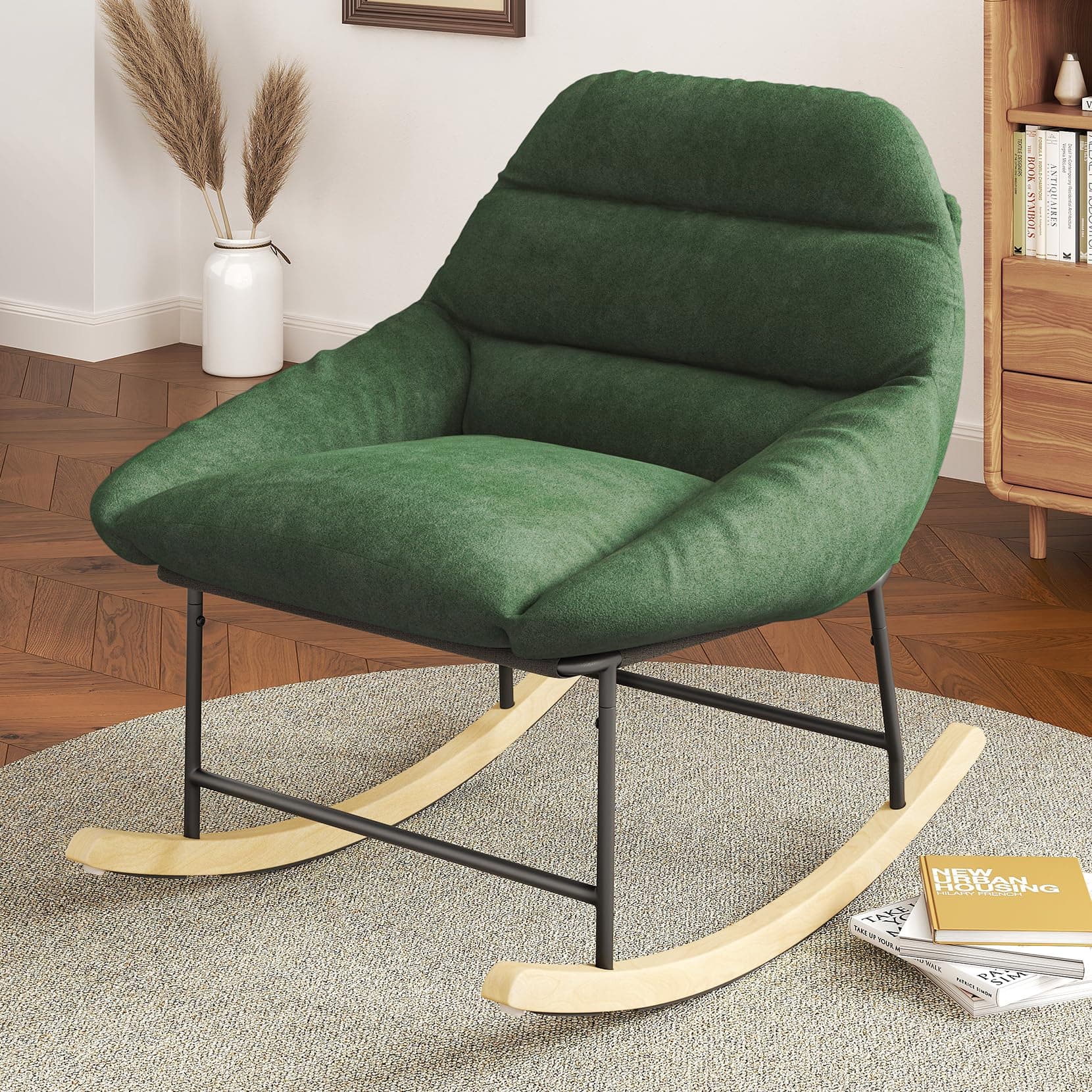 Vesgantti Green Sherpa Fleece Outdoor Rocking Chair