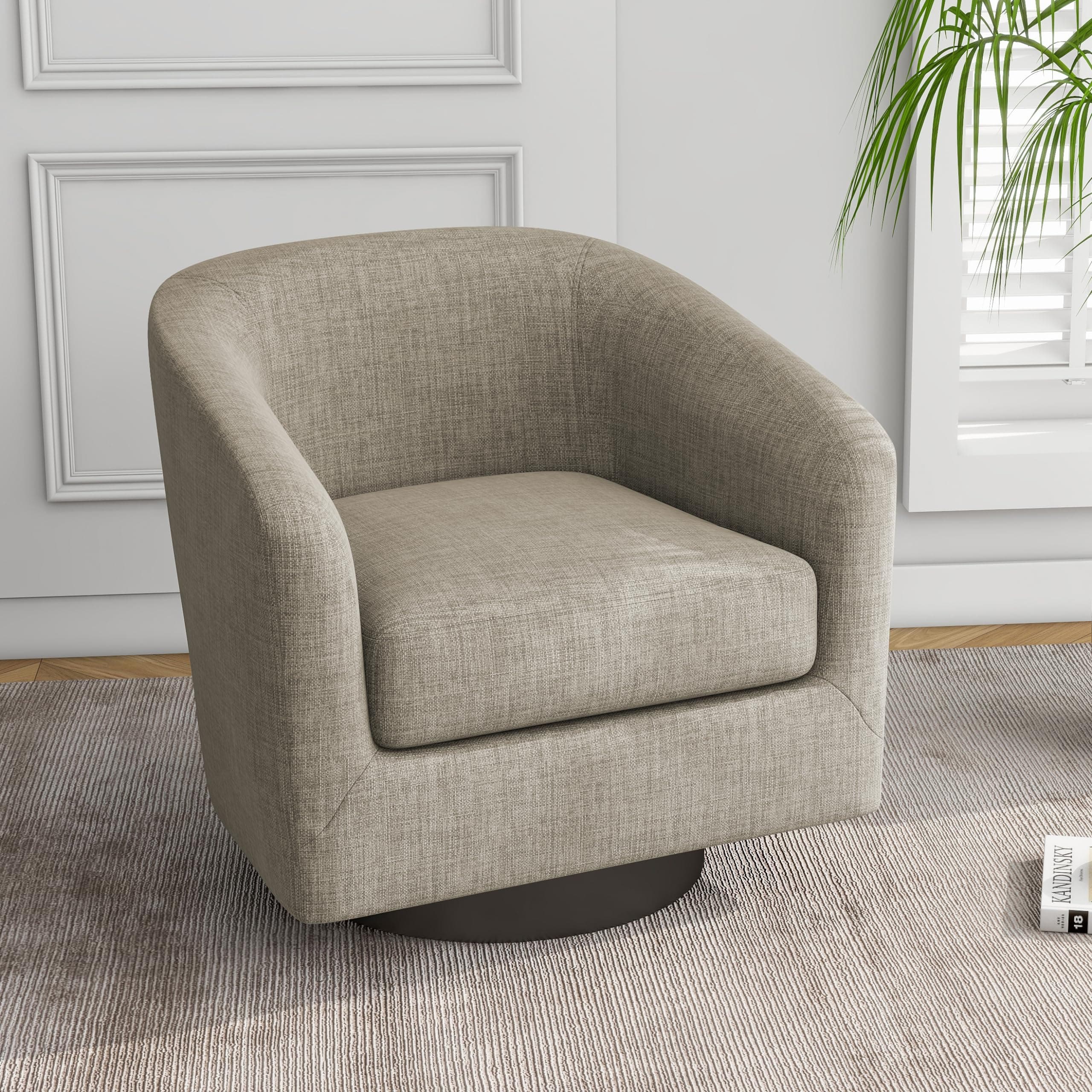360° Swivel Barrel Accent Chair for Home Office (Flax Brown)