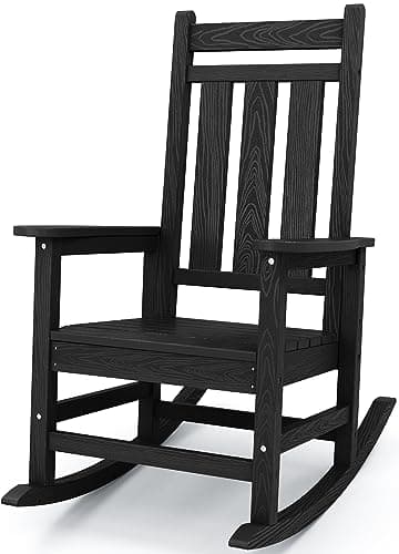 KINGYES Heavy Duty All-Weather Outdoor Rocking Chair, Gray