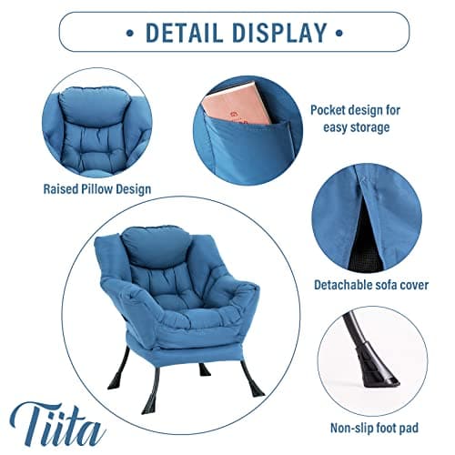 Lazy Chair with Ottoman, Modern Large Accent Lounge