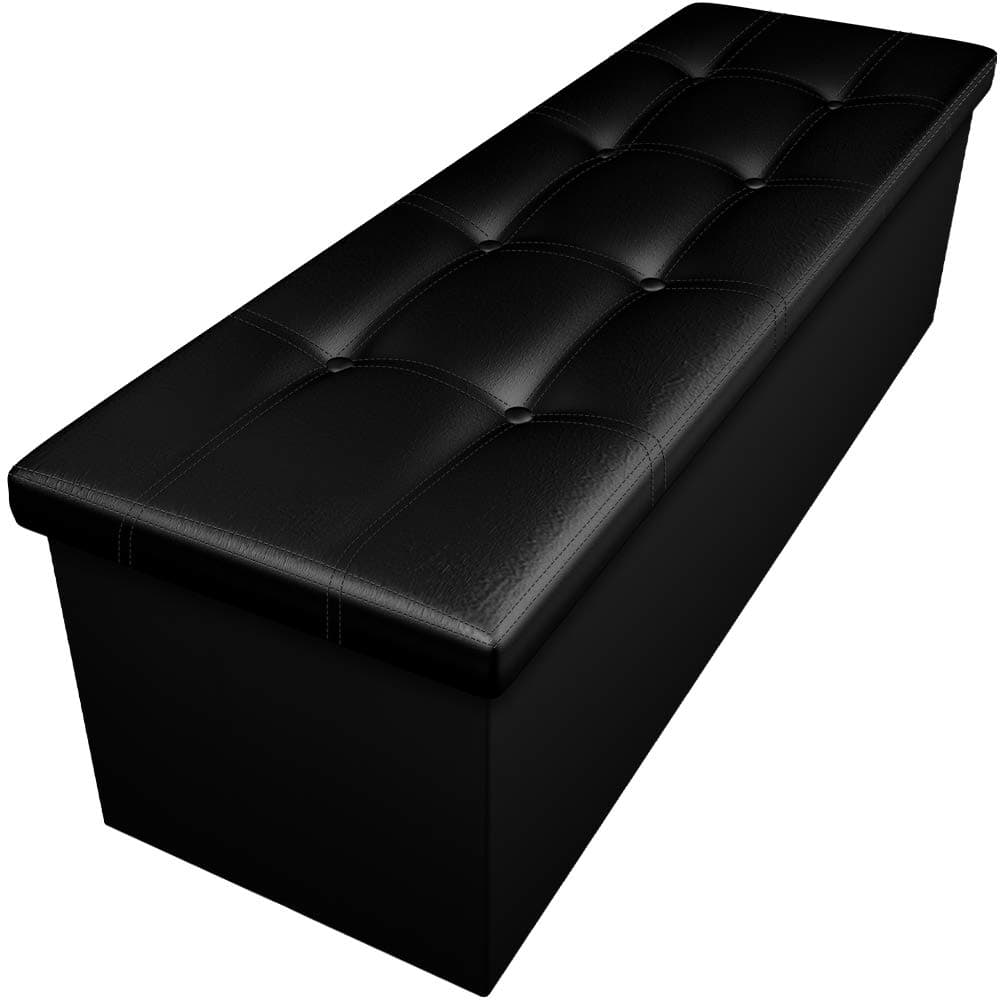 Camabel 43 Inch Folding Ottoman Bench with Storage Black