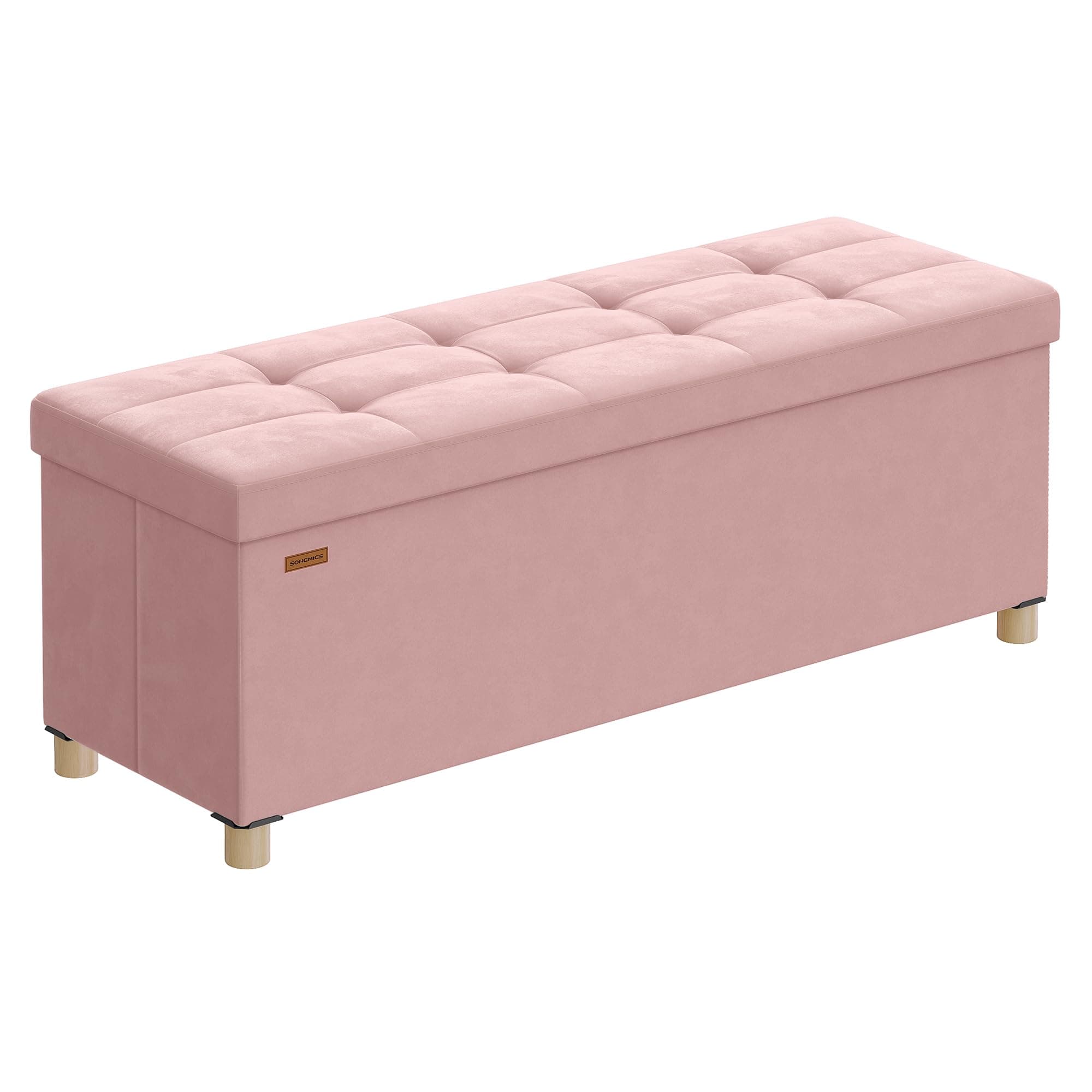 SONGMICS Folding Storage Chest with Foot Rest, 30 Gal., Jelly Pink