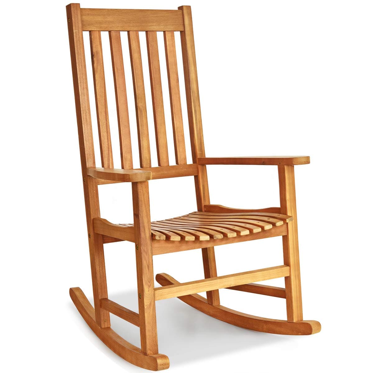 Giantex Natural Acacia Wood Rocking Chair for Garden and Patio