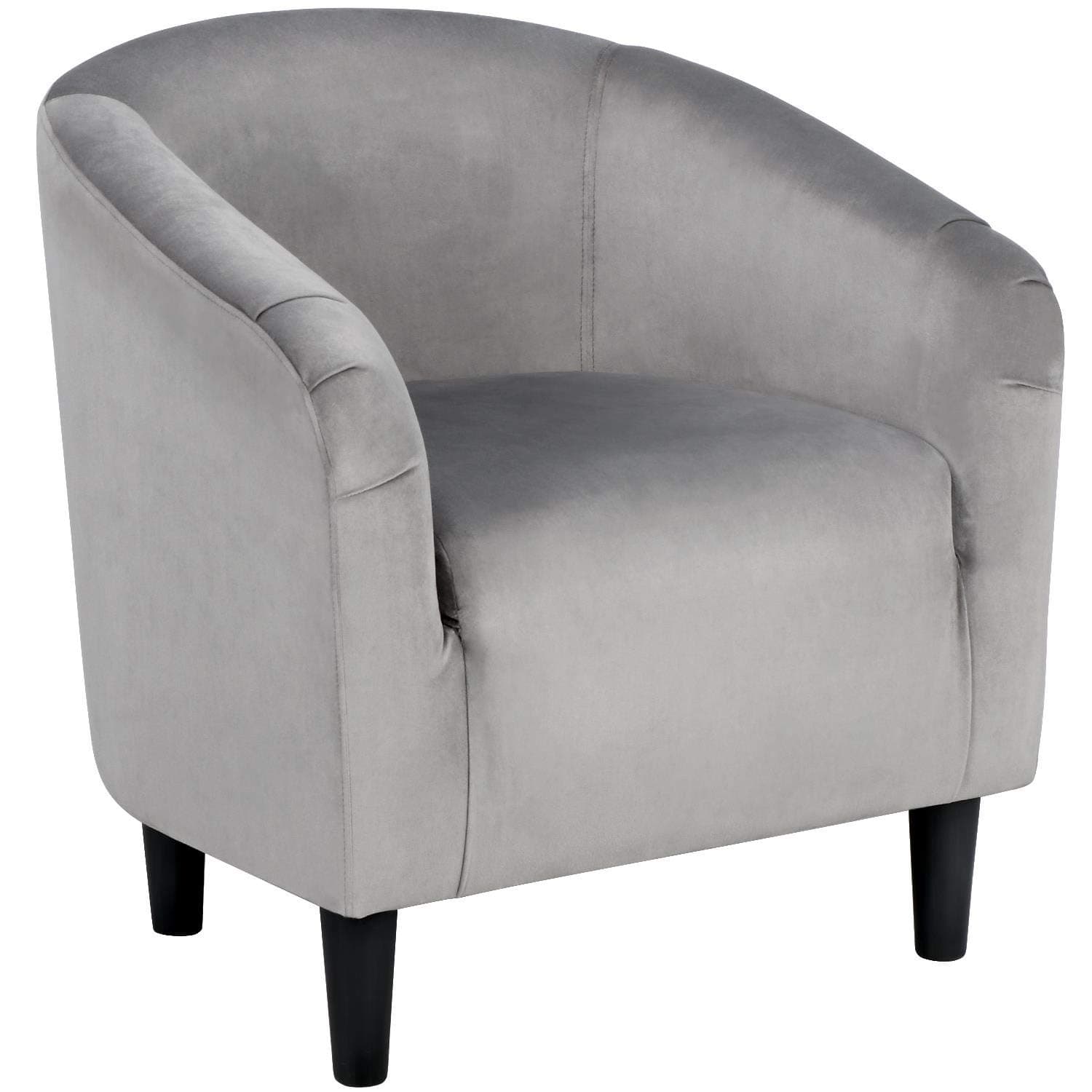 Yaheetech Grey Velvet Living Room Chair with Armrest and Low Back
