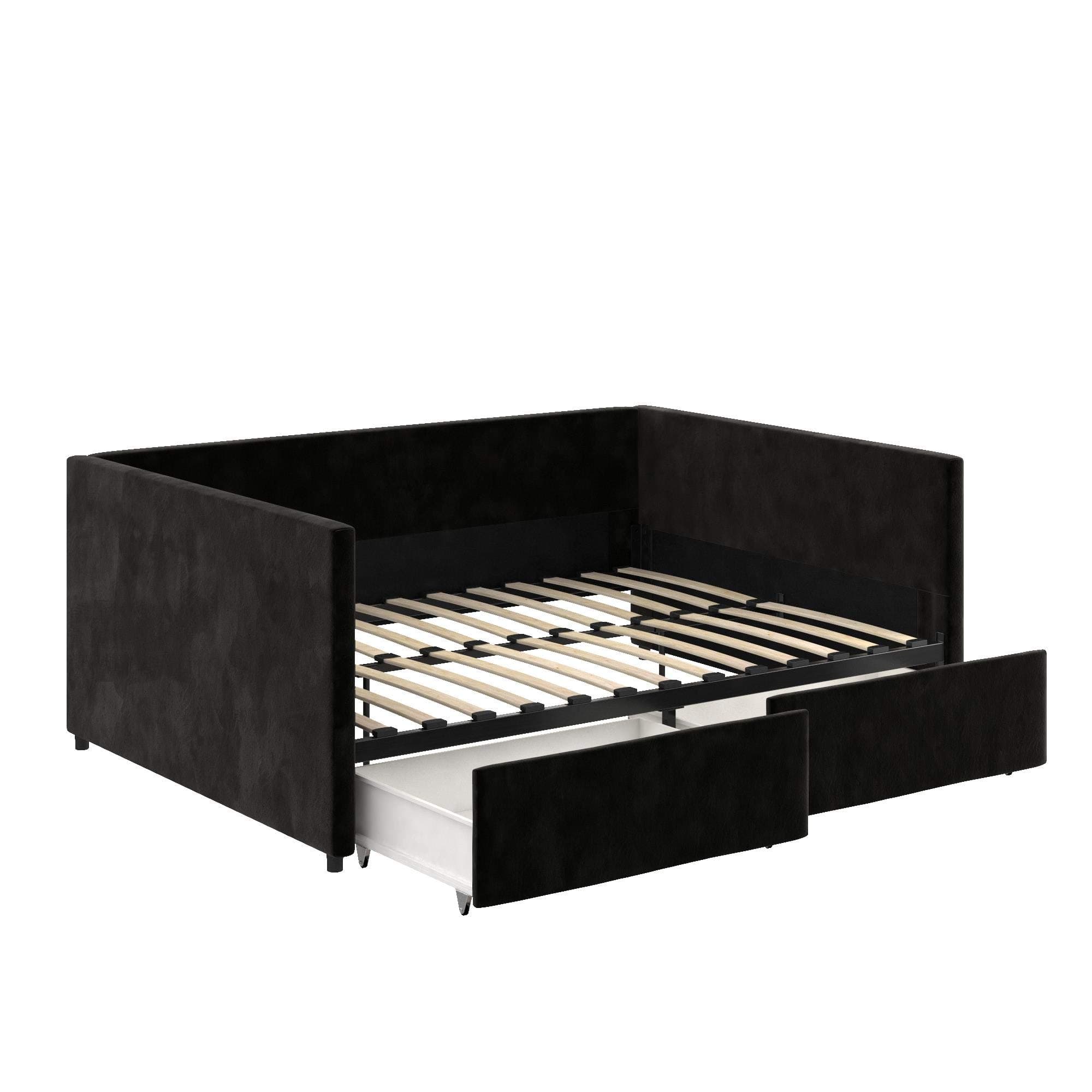 DHP Theo Daybed with Storage, Full Size, Black Velvet