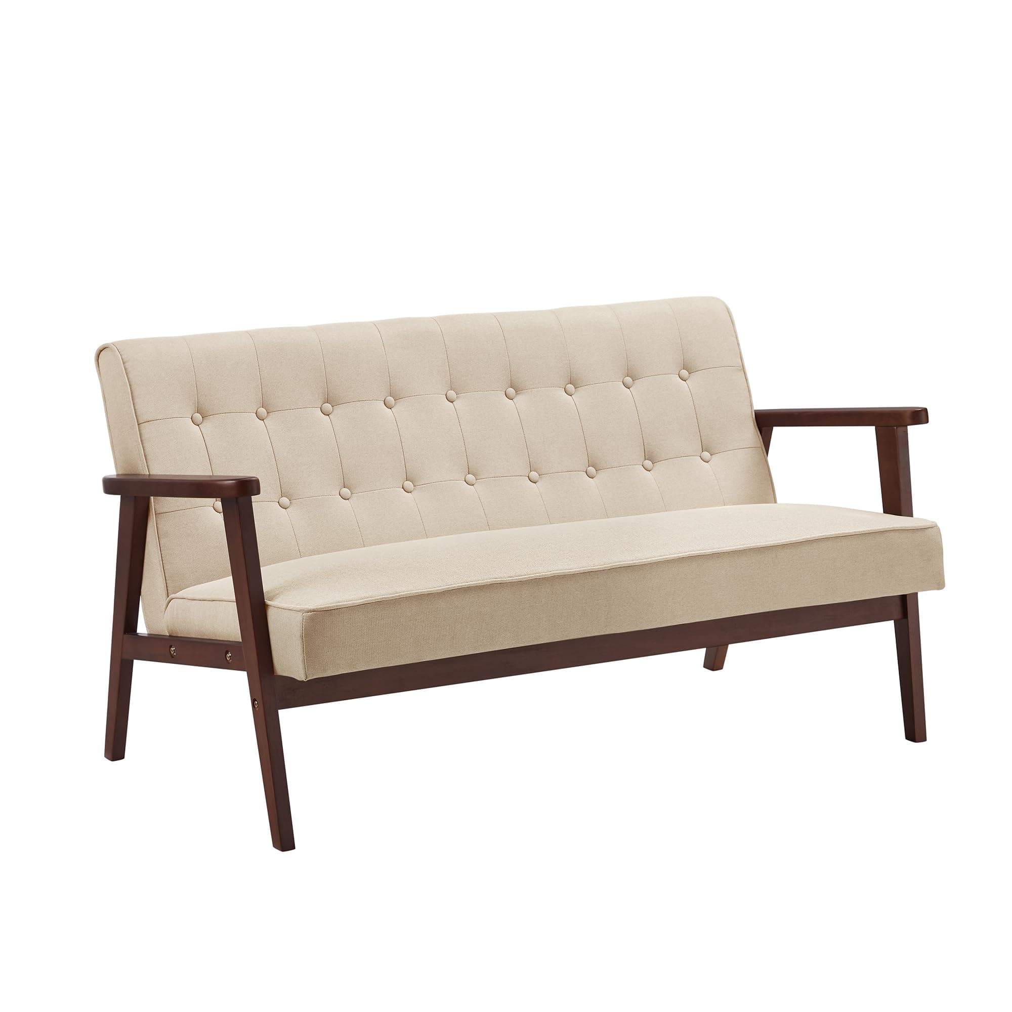 SONGMICS Mid-Century Modern 2 Seater Loveseat Sofa, Sand Beige, 51.2-Inch Wide Seat