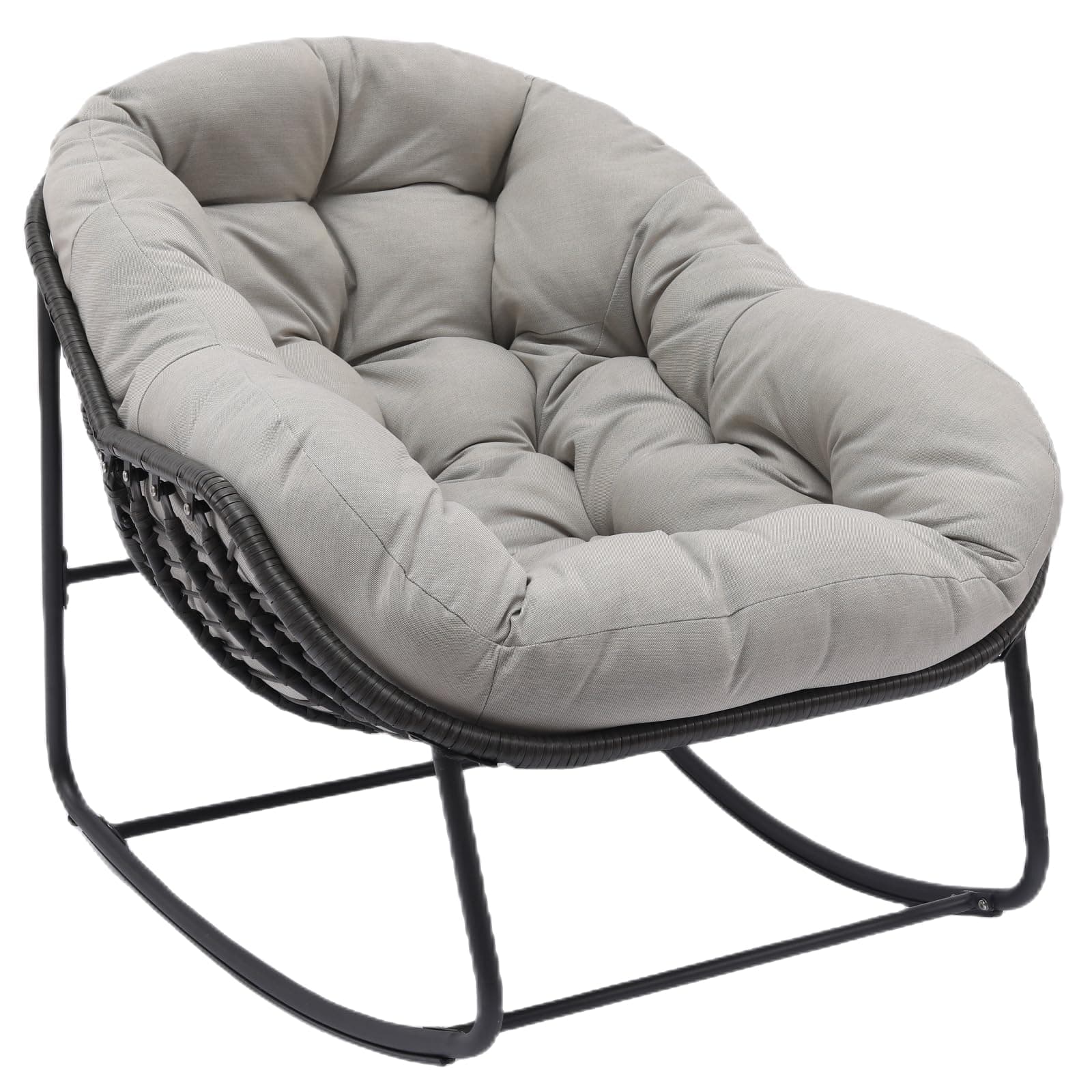 Oversized Grey Rattan Royal Rocking Chair, Indoor & Outdoor Patio Furniture