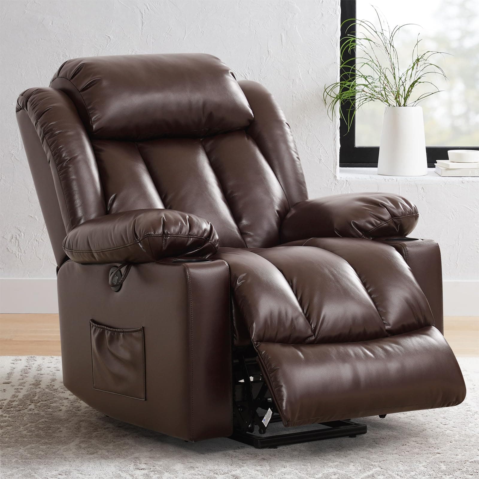 PARKOL Power Lift Recliner Chair with Massage & Heat (Brown)