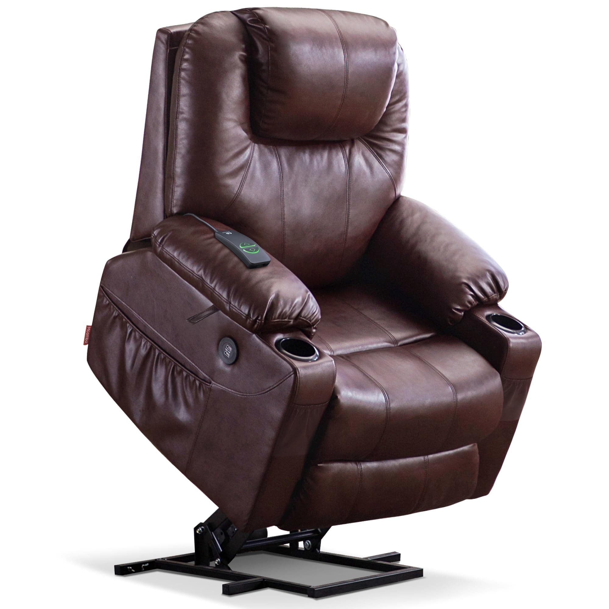 MCombo Electric Power Lift Recliner Chair Sofa for Elderly with Massage and Heat, 3 Positions, Faux Leather, USB Ports, and Cup Holders (Dark Brown, Medium)
MCombo Electric Power Lift Recliner Chair Sofa for Elderly with Massage and Heat, 3 Positio