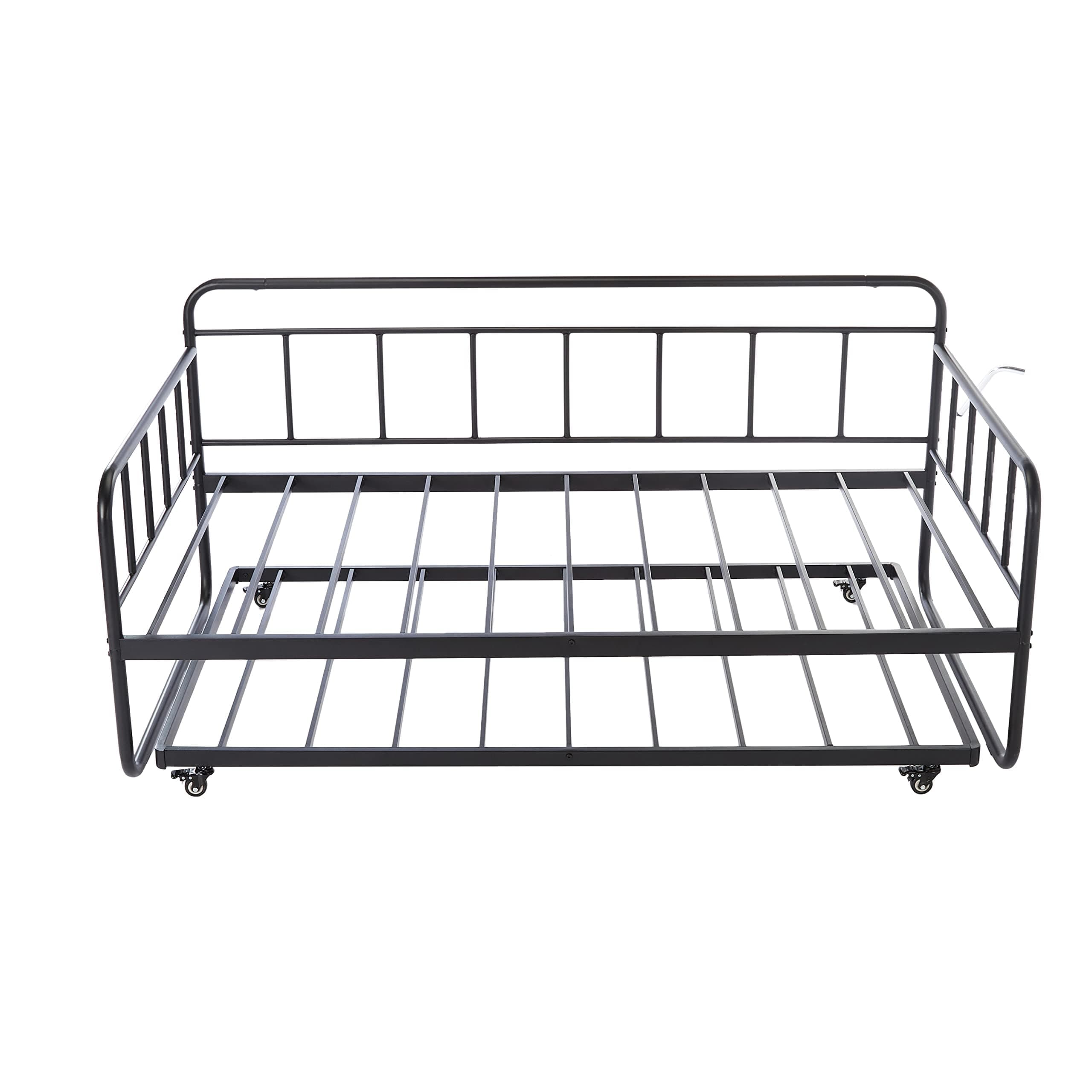 Amazon Basics Twin Daybed Trundle Bed Frame, Black, Easy Assembly, 77.3 x 40 x 35.4 in