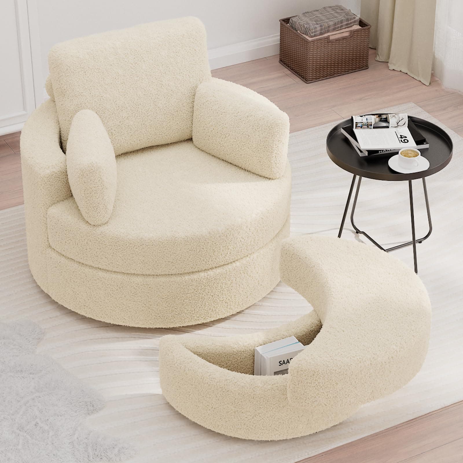 Single Swivel Chair with Ottoman for Living Room