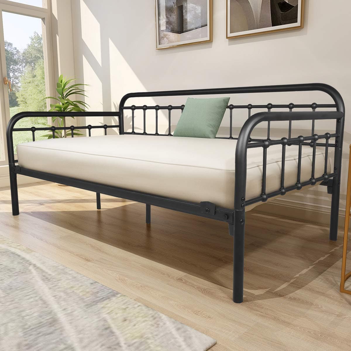 HOMERECOMMEND Heavy Duty Metal Day Bed Frame with Mattress Support