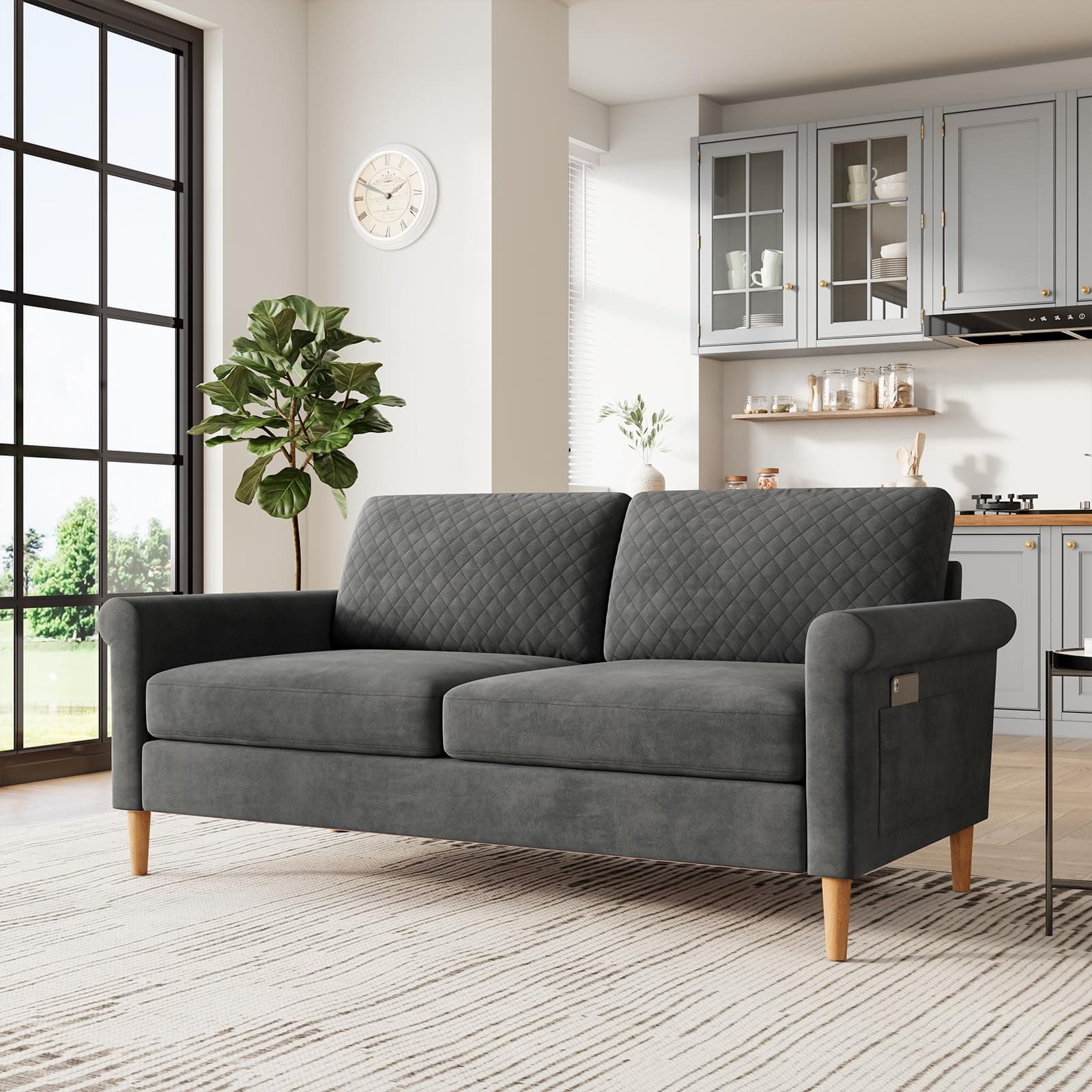 Vesgantti Mid Century Grey 65" Loveseat, Comfortable Living Room Sofa