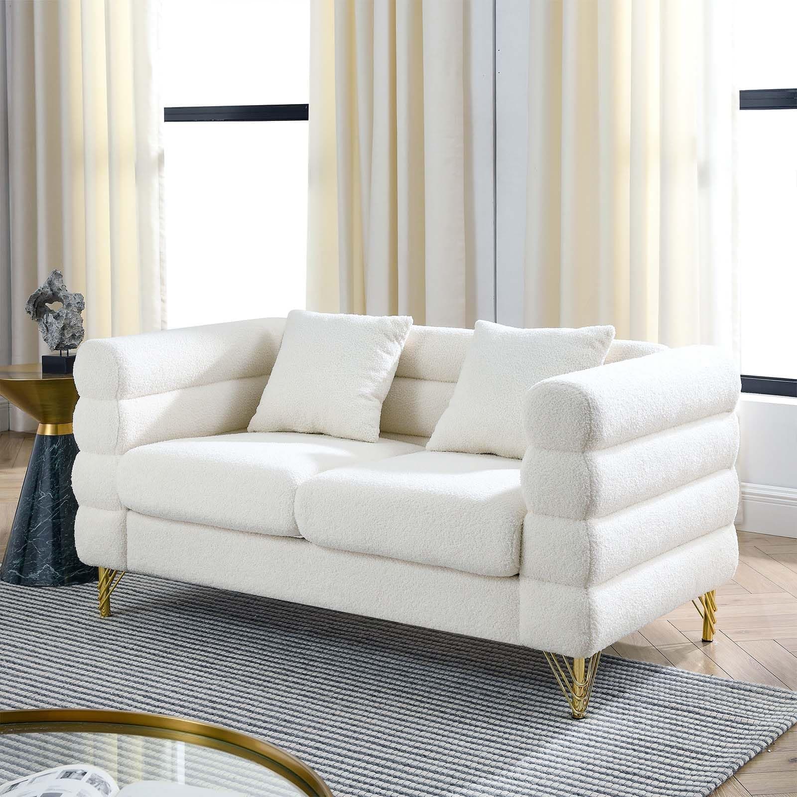 JEEOHEY Oversize 2 Seater Sofa - Modern White Couch for Living Room, Bedroom, Office, Apartment