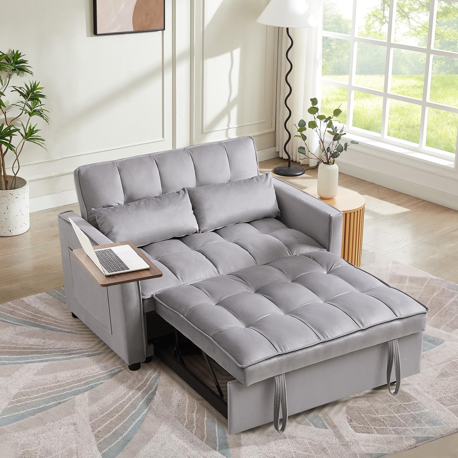 3 in 1 Velvet Sleeper Sofa Bed for Living Room, Apartment, Office, Small Space