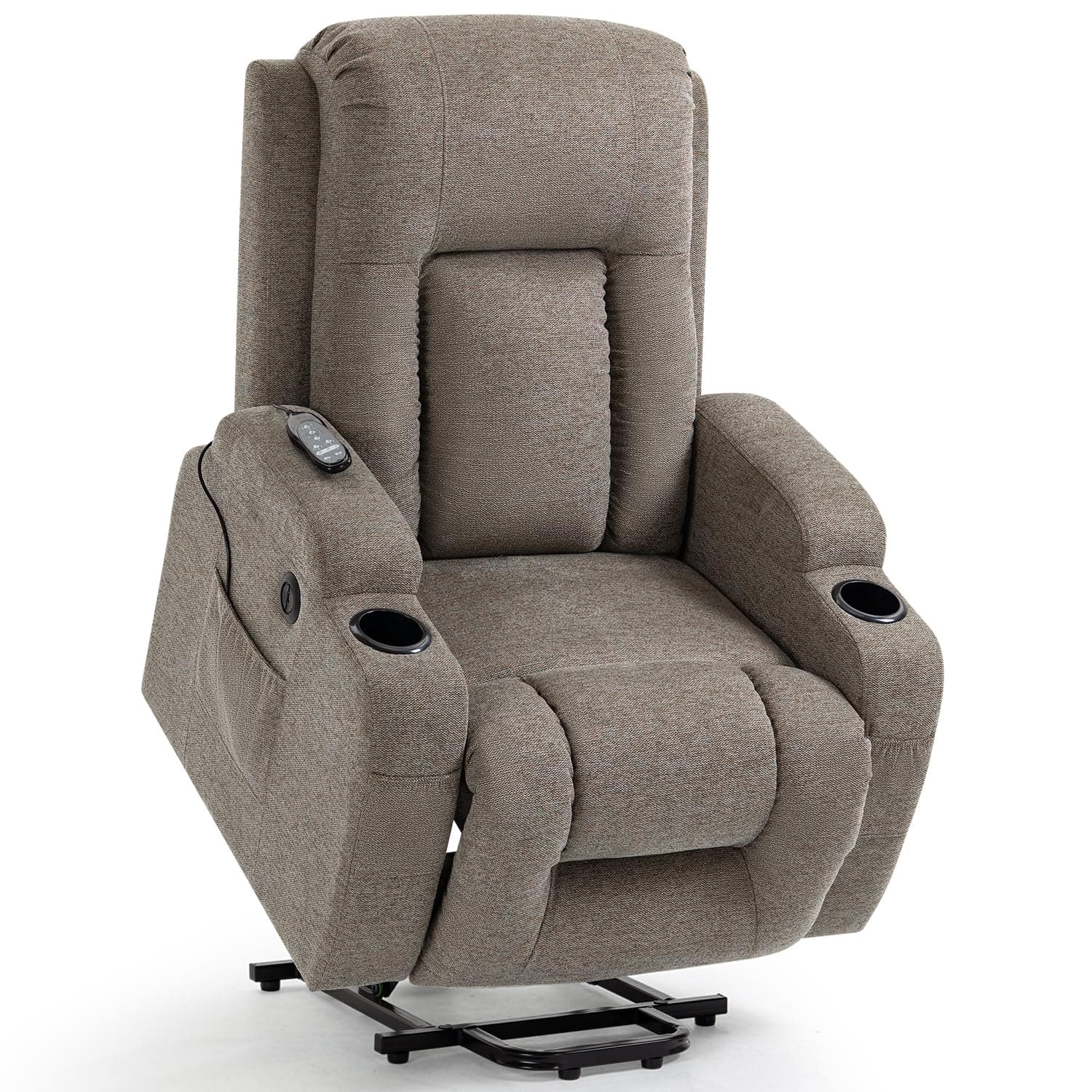 Elderly Electric Recliner with Heat, Massage, Standing Assist, 2 Cup Holders, USB Charge