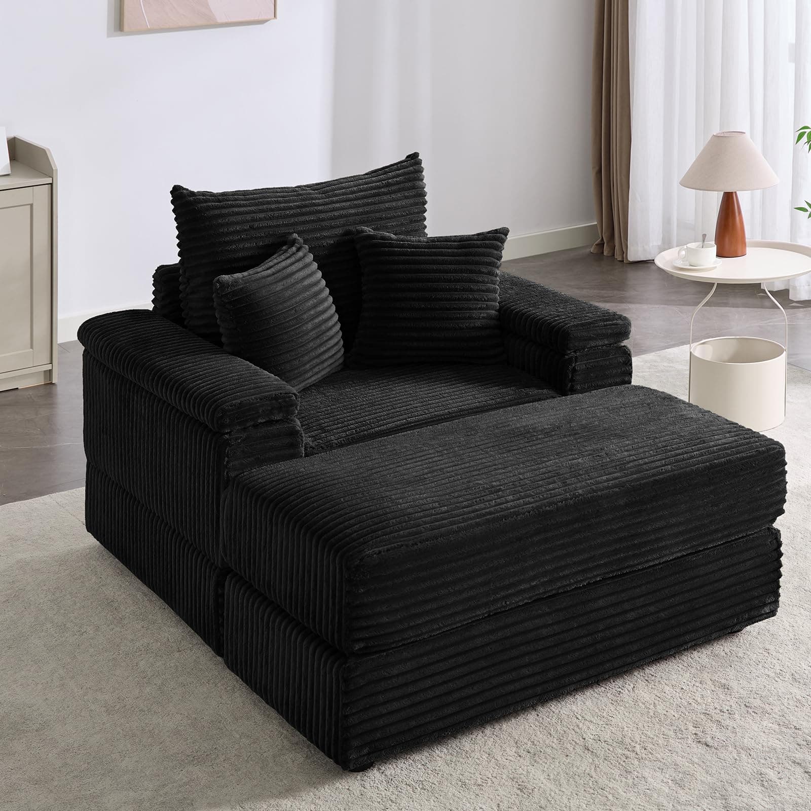 Oversized Chaise Lounge Chair with Ottoman for Indoor Use in Living Room