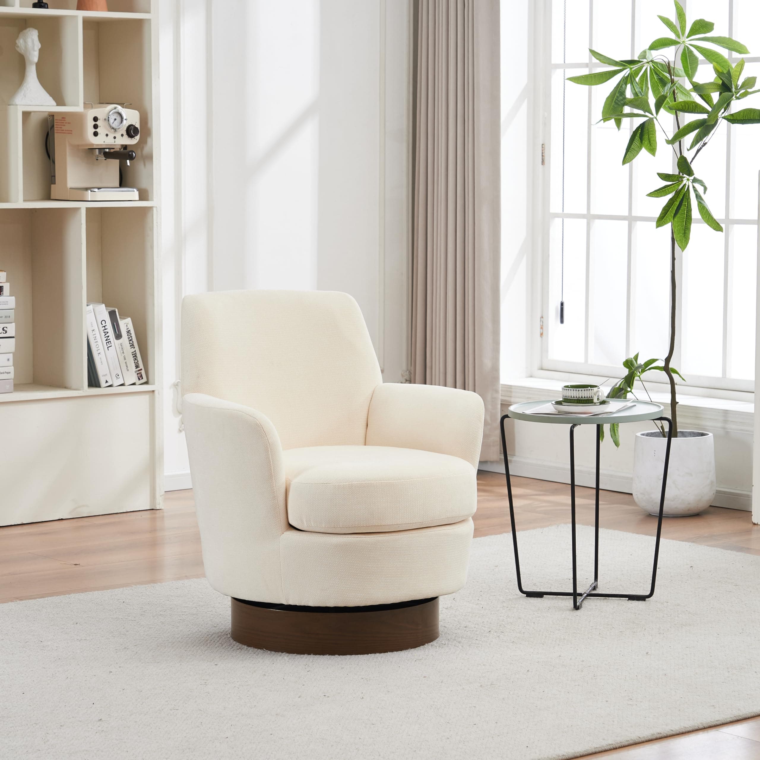 Stylish Gold Barrel Chair, Ergonomic Design, Beige Base for Living Room