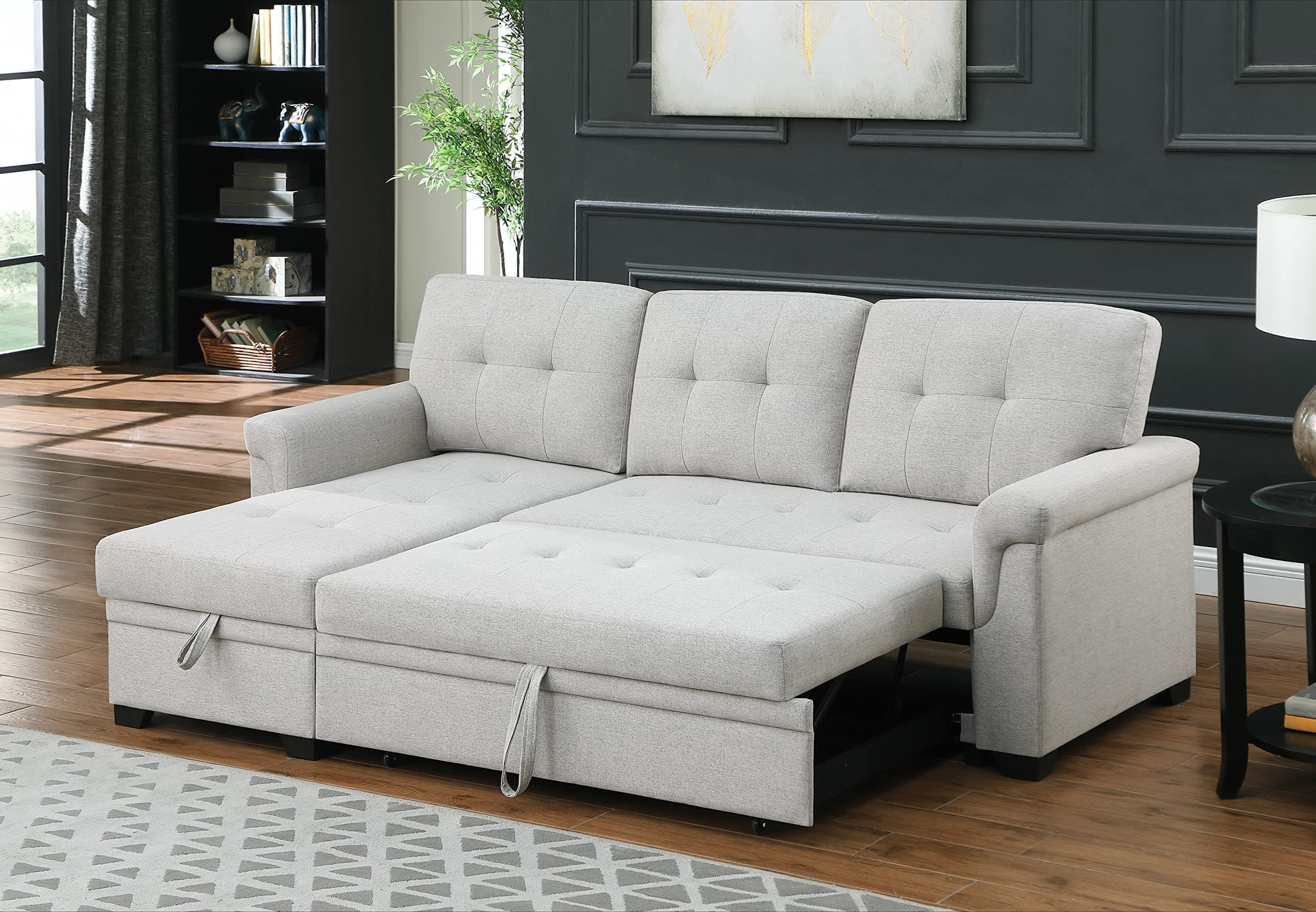 Lilola Home Lucca Sectional Sleeper Sofa - Versatile Storage & Comfortable Couch Bed