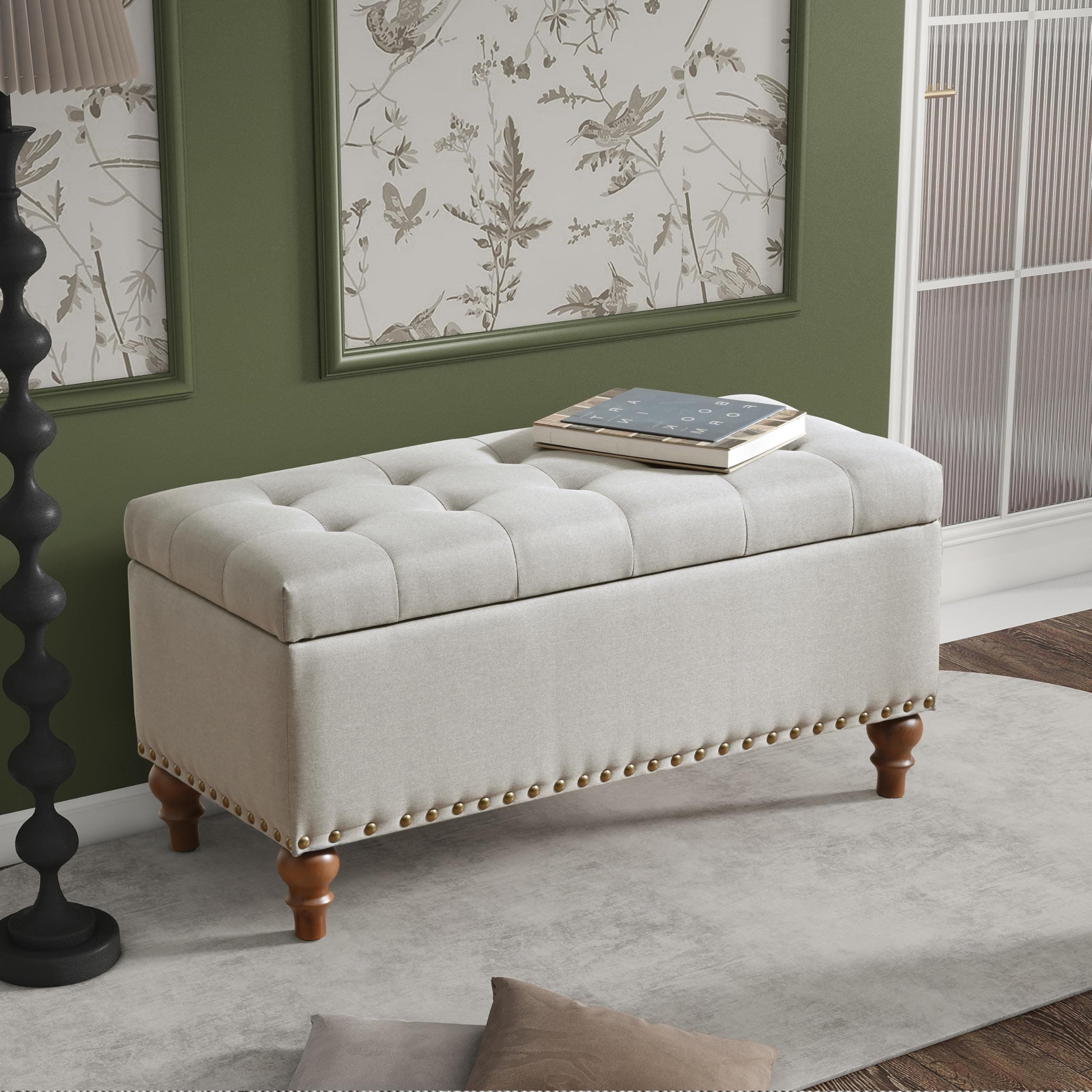 Christopher Knight Home Naja Ottoman Storage Bench, Rectangular Upholstered Bench with Storage