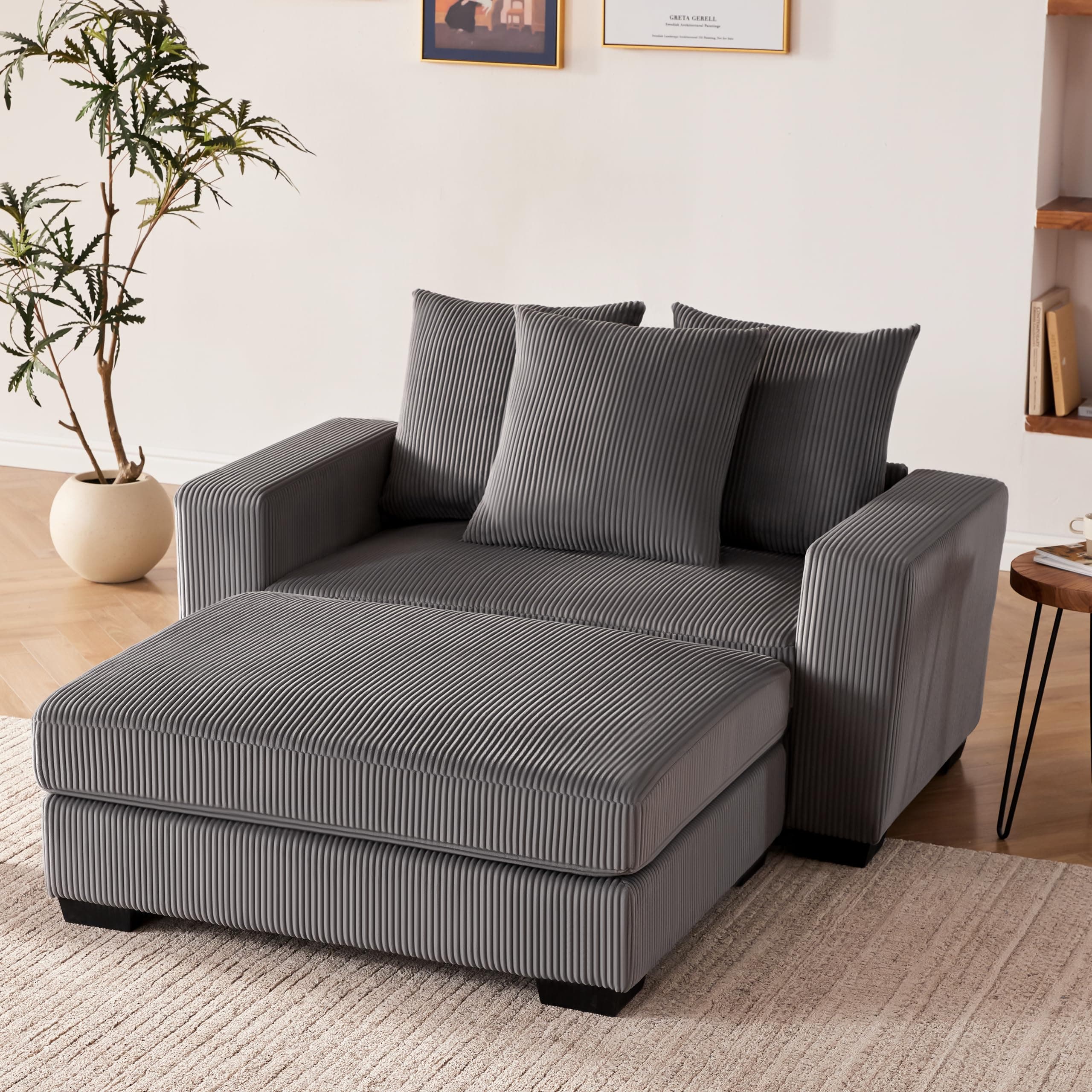 Oversized Chaise Lounge with Ottoman for Living Room and Bedroom