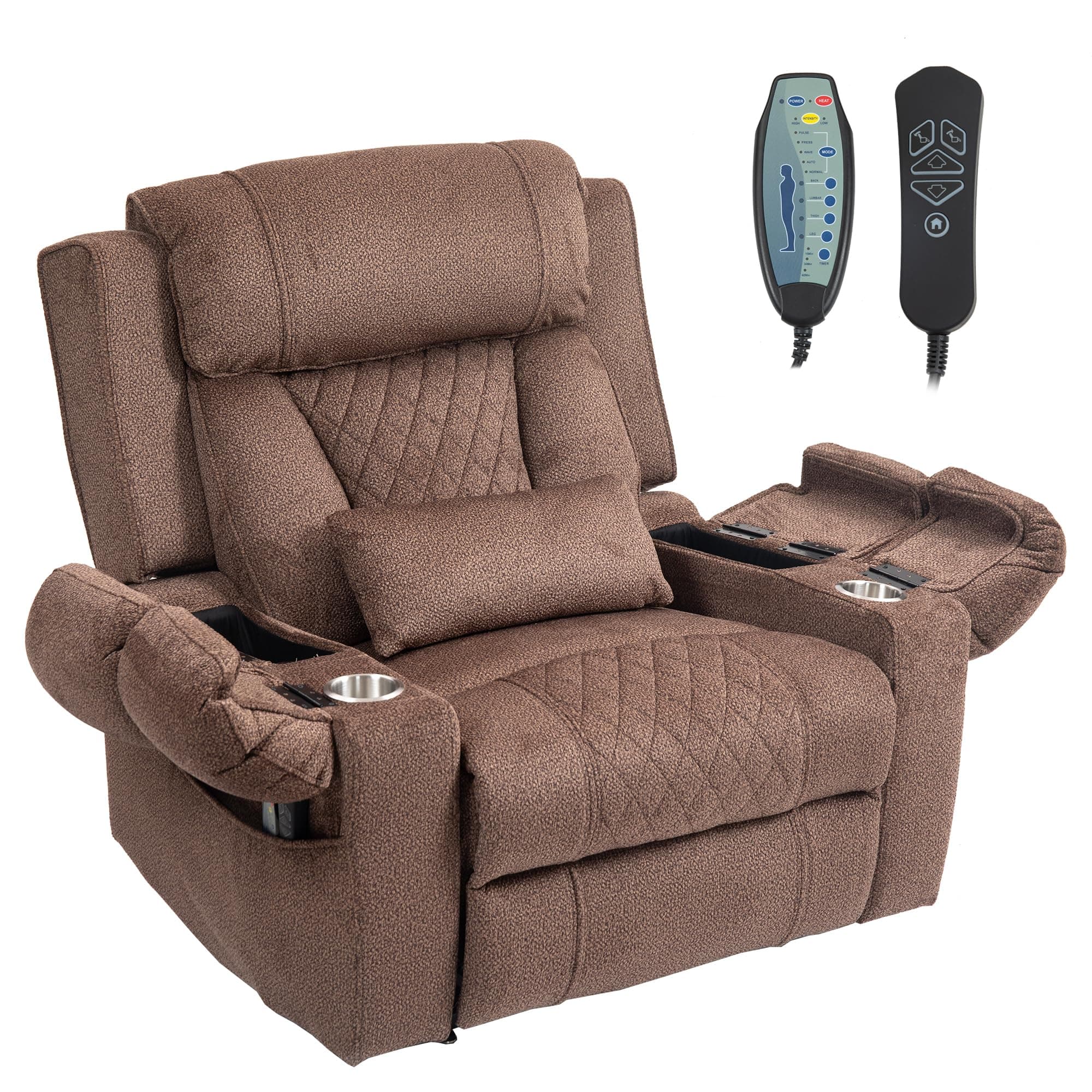 Big Man Power Oversized Recliner with Dual Motor Heat Vibration for Elderly